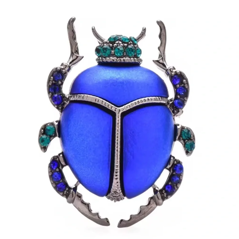 Royal Blue Green Beetle Brooch